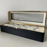 Darrahopens Health & Beauty > Cosmetic Storage > Makeup Organisation & Storage Luxury transparent-lid watch box with 6 fabric-lined compartments, portable and shockproof design, suitable for both men and women. Ideal for home, travel, or gifting—a refined storage solution for fine watches and jewelry. (brown)