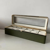 Darrahopens Health & Beauty > Cosmetic Storage > Makeup Organisation & Storage Luxury transparent-lid watch box with 6 fabric-lined compartments, portable and shockproof design, suitable for both men and women. Ideal for home, travel, or gifting—a refined storage solution for fine watches and jewelry. (Black)