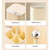 Darrahopens Health & Beauty > Cosmetic Storage > Makeup Organisation & Storage Makeup Brush Holder with Lid,4 Slots Makeup Brush Organizer,Automatic Lifting Makeup Cosmetics Organizer,for Vanity Decor,Bathroom Countertop,Dustproof Cosmetic Brushes Container(Cream yellow)