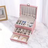 Darrahopens Health & Beauty > Cosmetic Storage > Makeup Organisation & Storage Pink High-end Jewelry Storage Box for Necklaces, Earrings, Ear Studs, Bracelets, Rings, Exquisite Accessories, Gold, and Jewelry – Large Capacity, Ideal as a Gift for Mother’s Day, Father’s Day, Teacher’s Day, Halloween, Thanksgiving, and Christmas.
