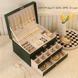 Darrahopens Health & Beauty > Cosmetic Storage > Makeup Organisation & Storage Pink High-end Jewelry Storage Box for Necklaces, Earrings, Ear Studs, Bracelets, Rings, Exquisite Accessories, Gold, and Jewelry – Large Capacity, Ideal as a Gift for Mother’s Day, Father’s Day, Teacher’s Day, Halloween, Thanksgiving, and Christmas.