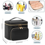 Darrahopens Health & Beauty > Cosmetic Storage > Makeup Organisation & Storage Pink Portable Travel Makeup Bag with Brush Compartment - Stylish PU Leather Cosmetic Organizer for Skincare and Toiletry Storage
