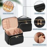 Darrahopens Health & Beauty > Cosmetic Storage > Makeup Organisation & Storage Pink Portable Travel Makeup Bag with Brush Compartment - Stylish PU Leather Cosmetic Organizer for Skincare and Toiletry Storage