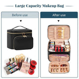 Darrahopens Health & Beauty > Cosmetic Storage > Makeup Organisation & Storage Pink Portable Travel Makeup Bag with Brush Compartment - Stylish PU Leather Cosmetic Organizer for Skincare and Toiletry Storage