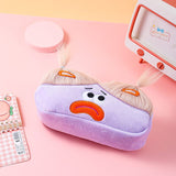 Darrahopens Health & Beauty > Cosmetic Storage > Makeup Organisation & Storage Purple and Blonde Hair Cute Plush Monster Pencil Case - Fluffy Stationery Pouch with DIY Styleable Hair for Kids