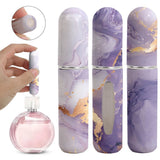 Darrahopens Health & Beauty > Cosmetic Storage > Makeup Organisation & Storage Purple Chic Marble Travel Perfume Atomizer Set (3-Pack) - 5ml Leakproof Bottom-Fill Spray Bottles