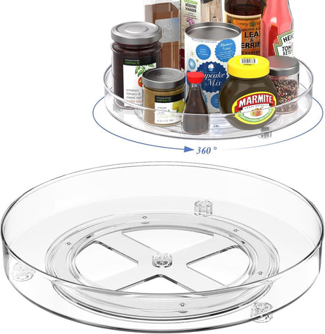 Darrahopens Health & Beauty > Cosmetic Storage > Makeup Organisation & Storage Set of two rotating storage racks (27+23.5 cm) - Rotating spice rack, rotating rack for refrigerator cabinet, rotating shelf for cupboard - Suitable for various storage spaces - Cosmetics storage