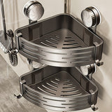 Darrahopens Health & Beauty > Cosmetic Storage > Makeup Organisation & Storage Space-Saving Suction Cup Bathroom Storage Rack | No Drilling Required, Strong Triangular Storage Shelf with Hooks, Suitable for Shower and Bathroom Walls/Tiles, Multi-Functional Organizer, All-Season Use, Bathroom Organization, Bathroom Accessories