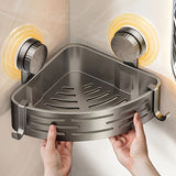 Darrahopens Health & Beauty > Cosmetic Storage > Makeup Organisation & Storage Space-Saving Suction Cup Bathroom Storage Rack | No Drilling Required, Strong Triangular Storage Shelf with Hooks, Suitable for Shower and Bathroom Walls/Tiles, Multi-Functional Organizer, All-Season Use, Bathroom Organization, Bathroom Accessories