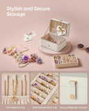 Darrahopens Health & Beauty > Cosmetic Storage > Makeup Organisation & Storage Travel Jewelry Case - 2 Layers with Velvet & Detachable Compartments - For Necklaces, Earrings & Bracelets - White