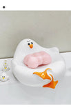 Darrahopens Health & Beauty > Cosmetic Storage > Makeup Organisation & Storage White Ceramic Seagull Soap Dish with Drainage Cute Cartoon Animal Soap Bar Holder for Bathroom Kitchen Sink Novelty Home Decor