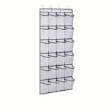 Darrahopens Health & Beauty > Cosmetic Storage > Makeup Organisation & Storage White Over the Door Shoe Organizer with 24 Mesh Pockets - Space Saving Hanging Storage for Shoes, Accessories, Pantry