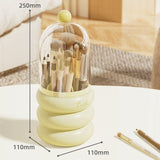 Darrahopens Health & Beauty > Cosmetic Storage > Makeup Organisation & Storage Yellow 360° Rotating Makeup Brush Holder with Clear Dome – Stylish Organizer for Vanity, Desk, and Bathroom