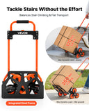 Darrahopens Health & Beauty > Hair Care > Hair Colouring VEVOR Stair Climbing Cart, 54 kg Stair-Climbing Capacity, Portable Folding Trolley Cart with Telescoping Handle, 6 Wheels and 2 Bungee Cords, Stair Climber Dolly for Home, Groceries, Warehouse