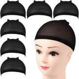 Darrahopens Health & Beauty > Hair Care > Hair Styling Products 6-Pack Wig Caps - Black Elastic Wig Caps - Suitable for women, girls and children.