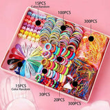 875-Piece Cute Hair Accessories Gift Set with Elastic Rubber Bands & Hair Clips Organizer Box - Perfect Gift for Girls
