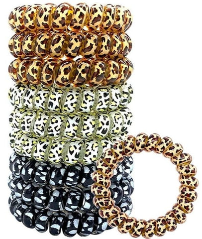 Darrahopens Health & Beauty > Hair Care > Hair Styling Products 9-pack hair ties - Braided hair ties - Curly hair ties - Hair ties that can be worn as bracelets - Very elastic - Lightweight - Leopard print hair ties for phone cords
