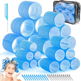 Darrahopens Health & Beauty > Hair Care > Hair Styling Products Blue 50-Piece Professional Hair Roller Set - Multi-Size Self-Grip Velcro Rollers with Clips and Tail Comb - Complete Heatless Styling Kit for Voluminous Curls and Air Bangs