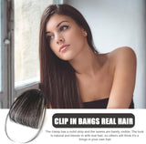 Darrahopens Health & Beauty > Hair Care > Hair Styling Products Clip-In Bangs Real Human Hair Natural Black Clip-On Fringe Hair Extensions for Women Girls