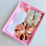 Darrahopens Health & Beauty > Hair Care > Hair Styling Products Style 3 Boxed Hair Tie Set with Pink Rubber Bands, Cute Hair Accessories & Mini Comb – Perfect Gift for Girls