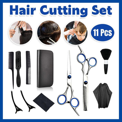 Darrahopens Health & Beauty > Hair Care > Hair Styling Tools 11pcs Hair Cutting Scissors Set Professional Hairdressing Scissors Barber Tools