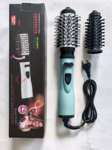 Darrahopens Health & Beauty > Hair Care > Hair Styling Tools 2-in-1 Blue Automatic Rotating Hot Air Styler(38/50mm Curling Barrel) - Multifunctional Hair Dryer Brush, Straightener & Curler with 3 Heat Settings and 360° Bi-directional Rotation