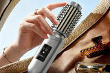 Darrahopens Health & Beauty > Hair Care > Hair Styling Tools 2 in 1 Cordless Hair Straightener Brush Curling Iron with LCD Display-Grey