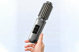 Darrahopens Health & Beauty > Hair Care > Hair Styling Tools 2 in 1 Cordless Hair Straightener Brush Curling Iron with LCD Display-Grey