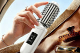 Darrahopens Health & Beauty > Hair Care > Hair Styling Tools 2 in 1 Cordless Hair Straightener Brush Curling Iron with LCD Display-White