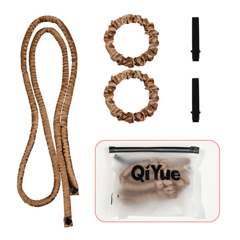 Darrahopens Health & Beauty > Hair Care > Hair Styling Tools 2-PCS Bronze color Heatless Hair Curler Set Extra Long Overnight Soft Ribbon for Natural Big Waves Damage-Free Professional Home Styling Solution for Local Women