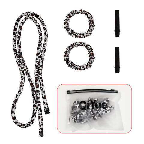 Darrahopens Health & Beauty > Hair Care > Hair Styling Tools 2-PCS White leopard print Heatless Hair Curler Set Extra Long Overnight Soft Ribbon for Natural Big Waves Damage-Free Professional Home Styling Solution for Local Women