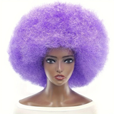 Darrahopens Health & Beauty > Hair Care > Hair Styling Tools 70s Fun Big Elastic Fluffy Afro Wig - High-quality Synthetic Short Curly Twisted Braid Wig for Cosplay and Daily Parties - Premium Fashion Wig（azure)