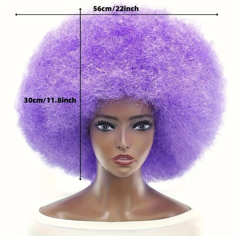 Darrahopens Health & Beauty > Hair Care > Hair Styling Tools 70s Fun Big Elastic Fluffy Afro Wig - High-quality Synthetic Short Curly Twisted Braid Wig for Cosplay and Daily Parties - Premium Fashion Wig（GREEN)