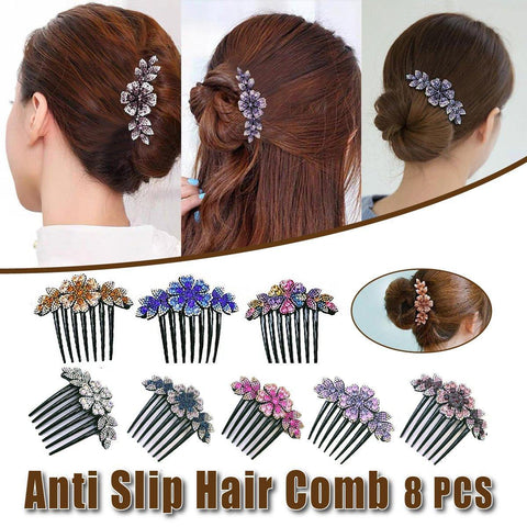 Darrahopens Health & Beauty > Hair Care > Hair Styling Tools 8Pack Rhinestone Hair Comb Non-Slip Simple All-Match Hair Accessories Fork Comb