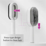 Darrahopens Health & Beauty > Hair Care > Hair Styling Tools Black and Purple 3D Airbag Massage Self Cleaning Hair Brush with Base - for Long Hair - One-Click Easy Hair Removal - Scalp Soothing Detangler for Professional Home Hair Care