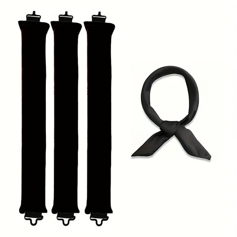 Darrahopens Health & Beauty > Hair Care > Hair Styling Tools Black Heatless Hair Curler 2 Pack with Satin Scarf and Soft Sponge Rollers for Overnight Big Waves Damage-Free Styling Solution for Local Professionals
