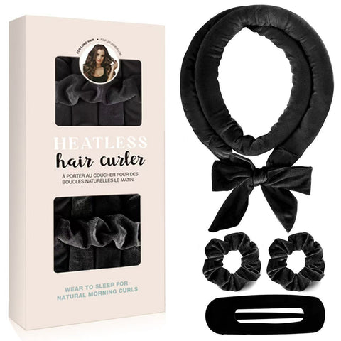 Darrahopens Health & Beauty > Hair Care > Hair Styling Tools Black Heatless Hair Curler Set with Bowtie Ribbon for Natural Big Waves Damage-Free Overnight Hair Styling Essential for Your Local Modern Lifestyle