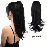 Darrahopens Health & Beauty > Hair Care > Hair Styling Tools Clip-on Ponytail Hairpiece — Dual-use design, rotate 180° to switch between styles. Made of synthetic fiber, it's easy and quick to wear. Special craftsmanship ensures a natural, realistic look once put on.(jet black)