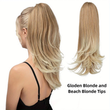 Darrahopens Health & Beauty > Hair Care > Hair Styling Tools Clip-on Ponytail Hairpiece — Dual-use design, rotate 180° to switch between styles. Made of synthetic fiber, it's easy and quick to wear. Special craftsmanship ensures a natural, realistic look once put on.(jet black)