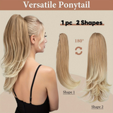 Darrahopens Health & Beauty > Hair Care > Hair Styling Tools Clip-on Ponytail Hairpiece — Dual-use design, rotate 180° to switch between styles. Made of synthetic fiber, it's easy and quick to wear. Special craftsmanship ensures a natural, realistic look once put on.(BLACK BROWN)