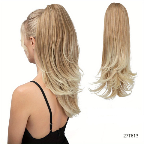 Darrahopens Health & Beauty > Hair Care > Hair Styling Tools Clip-on Ponytail Hairpiece — Dual-use design, rotate 180° to switch between styles. Made of synthetic fiber, it's easy and quick to wear. Special craftsmanship ensures a natural, realistic look once put on.(BLACK BROWN)