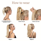 Darrahopens Health & Beauty > Hair Care > Hair Styling Tools Clip-on Ponytail Hairpiece — Dual-use design, rotate 180° to switch between styles. Made of synthetic fiber, it's easy and quick to wear. Special craftsmanship ensures a natural, realistic look once put on.(BLACK BROWN)