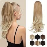 Darrahopens Health & Beauty > Hair Care > Hair Styling Tools Clip-on Ponytail Hairpiece — Dual-use design, rotate 180° to switch between styles. Made of synthetic fiber, it's easy and quick to wear. Special craftsmanship ensures a natural, realistic look once put on.(BLACK BROWN)