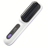 Darrahopens Health & Beauty > Hair Care > Hair Styling Tools Cordless Hair Straightener Brush: Dual 2000mAh batteries for long-lasting power, fast heating, creates smooth styles anytime, anywhere.(Black)
