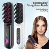 Darrahopens Health & Beauty > Hair Care > Hair Styling Tools Cordless Hair Straightener Brush: Dual 2000mAh batteries for long-lasting power, fast heating, creates smooth styles anytime, anywhere.(Black)