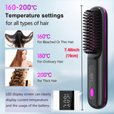 Darrahopens Health & Beauty > Hair Care > Hair Styling Tools Cordless Hair Straightener Brush: Dual 2000mAh batteries for long-lasting power, fast heating, creates smooth styles anytime, anywhere.(Black)