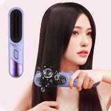 Darrahopens Health & Beauty > Hair Care > Hair Styling Tools Cordless Hair Straightener Brush Mini Hot Comb for Women Anti-Scald Protection -Purple