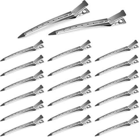 Darrahopens Health & Beauty > Hair Care > Hair Styling Tools Duckbill Hair Clips - (20 Count, Silver) - 1.25 Inch Metal and Leather Hair Clips for Thick, Color-Treated Hair