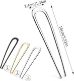 Darrahopens Health & Beauty > Hair Care > Hair Styling Tools French Hair Clips - Metal 14cm / 5.5 inch - French Twist Clips - French Twist Clips - U-Shaped Clips - Gold, Silver and Black Clips - Large Clips - Pack of 3