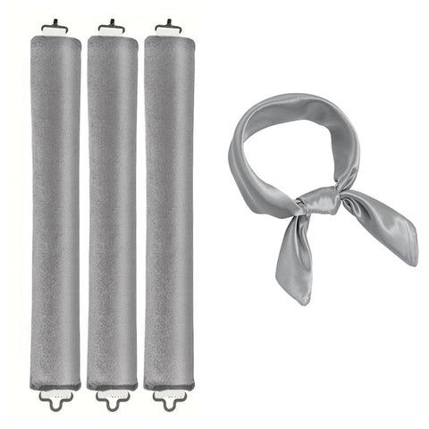 Darrahopens Health & Beauty > Hair Care > Hair Styling Tools Grey Heatless Hair Curler 2 Pack with Satin Scarf and Soft Sponge Rollers for Overnight Big Waves Damage-Free Styling Solution for Local Professionals
